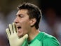 Costel Pantilimon of Manchester City reacts during the friendly match between Al Ain and Manchester City at Hazza bin Zayed Stadium on May 15, 2014