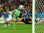 Faouzi Ghoulam of Algeria attempts a shot at goal during the 2014 FIFA World Cup Brazil Round of 16 match between Germany and Algeria at Estadio Beira-Rio on June 30, 2014