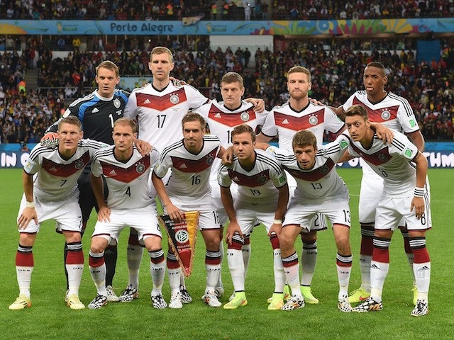 Germany lineup before their game with Algeria on June 30, 2014