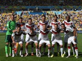 Germany national team pose ahead of the quarter-final football match between France and Germany at The Maracana Stadium in Rio de Janeiro on July 4, 2014, during the 2014