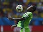 Nigeria's forward Emmanuel Emenike plays the ball during a Round of 16 football match between France and Nigeria at Mane Garrincha National Stadium in Brasilia during the 2014 FIFA World Cup on June 30, 2014