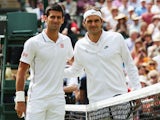 Novak Djokovic of Serbia and Roger Federer of Switzerland pose together before the Gentlemen's Singles Final match on July 6, 2014