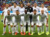 United States players pose for a team photo prior to the 2014 FIFA World Cup Brazil Round of 16 match with Belgium on July 1, 2014