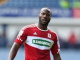 Andre Bikey of Middlesbrough in action during the npower Championship match between Sheffield Wednesday and Middlesbrough at Hillsborough Stadium on May 4, 2013