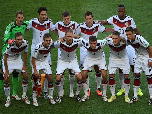The German team line-up ahead of the World Cup final on July 13, 2014