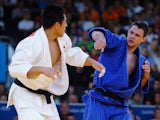 Takamasa Anai of Japan and James Austin of Great Britain compete in the Men's -100 kg Judo on Day 6 of the London 2012 Olympic Games at ExCeL on August 2, 2012