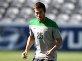 Josh Brillante in action during an Australian Socceroos training session at Central Coast Stadium on May 21, 2014