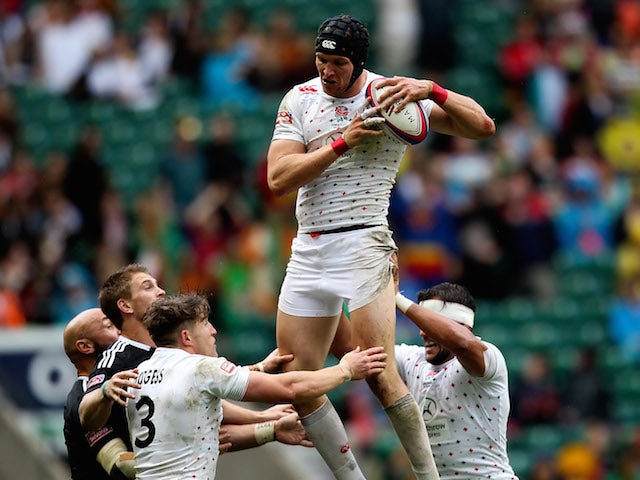 Tom Powell of England takes lineout ball during the Marriott London Sevens match between England and New Zealand at Twickenham Stadium on May 10, 2014 in London, England