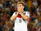Toni Kroos of Germany reacts during the 2014 FIFA World Cup Brazil Final match between Germany and Argentina at Maracana on July 13, 2014