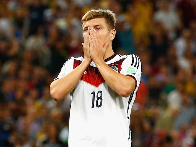 Toni Kroos of Germany reacts during the 2014 FIFA World Cup Brazil Final match between Germany and Argentina at Maracana on July 13, 2014