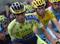 Alberto Contador (L) and Vincenzo Nibali ride during stage eight of the Tour de France on July 12, 2014