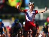 Alexander Kristoff of Norway and Team Katusha celebrates winning stage twelve of the 2014 Tour de France, a 186km stage between Bourg-en-Bresse and Saint-Etienne, on July 17, 2014