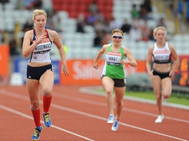 Bethy Woodward races for the line in Birmingham on June 29, 2013.