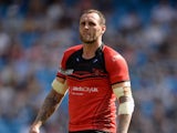 Gareth Hock of Salford Red Devils during the Super League match between Widnes Vikings and Salford Red Devils at Etihad Stadium on May 17, 2014