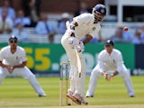 India's Shikhar Dhawan fails to avoid a bowl from England's Ben Stokes during the third day of the second Test cricket match between England and India, at Lord's Cricket Ground in London, England on July 19, 2014