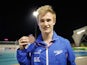  Jack Laugher holding his bronze medal at the diving World Cup on July 19, 2014