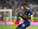 Boca Juniors' midfielder Leandro Paredes celebrates after scoring a goal against Tigre during their Argentine First Division football match, at the Bombonera stadium in Buenos Aires, Argentina, on November 10, 2013