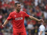 Rickie Lambert of Liverpool gestures during the pre season friendly match between Preston North End and Liverpool at Deepdale on July 19, 2014