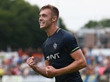 Calum Chambers of Southampton celebrates the second goal during the pre season friendly match between EHC Hoensbroek and Southampton at Sportpark De Dem on July 15, 2014