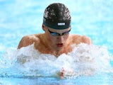 Adam Peaty on his way to a Games record in the heats for the 50m backstroke on July 27, 2014