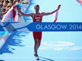 Alistair Brownlee crossing the finish line on July 24, 2014