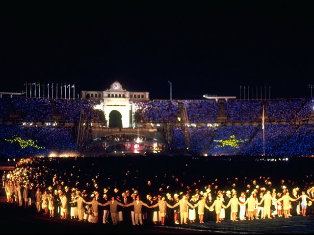  General view of the Olympic Stadium during the Opening Ceremony of the 1992 Olympic Games in Barcelona on July 25, 1992