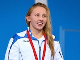 Bronze medallist Corrie Scott of Scotland looks on during the medal ceremony for the Women's 50m Breaststroke Final at Tollcross International Swimming Centre during day two of the Glasgow 2014 Commonwealth Games on July 25, 2014