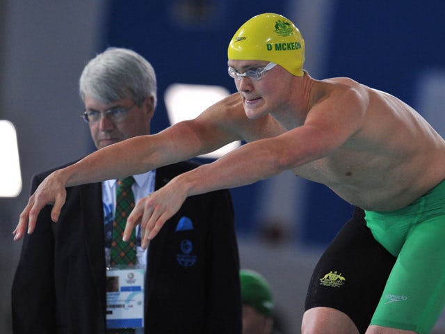 Australia's David McKeon competes in the Men's 4 x 200m Freestyle Relay Final at the Tollcross International Swimming Centre during the 2014 Commonwealth Games in Glasgow on July 27, 2014