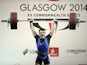 Cyprus's gold medalist Dimitris Minasidis competes in the men's weightlifting 62kg class at the 2014 Commonwealth Games in Glasgow, Scotland, 25th July 2014