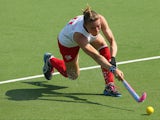 Kate Richardson-Walsh of England passes during the Women's preliminary match between England and Wales at Glasgow National Hockey Centre during day one of the Glasgow 2014 Commonwealth Games on July 24, 2014