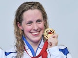 Scotland's Hannah Miley showing off her gold medal on July 24, 2014