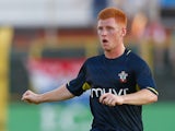 Harrison Reed of Southampton in action during the pre-season friendly match between KSK Hasselt and Southampton at the Stedelijk Sportstadion on July 17, 2014