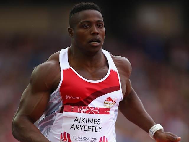 England's Harry Aikines-Aryeetey during the men's 100m heats on July 27, 2014