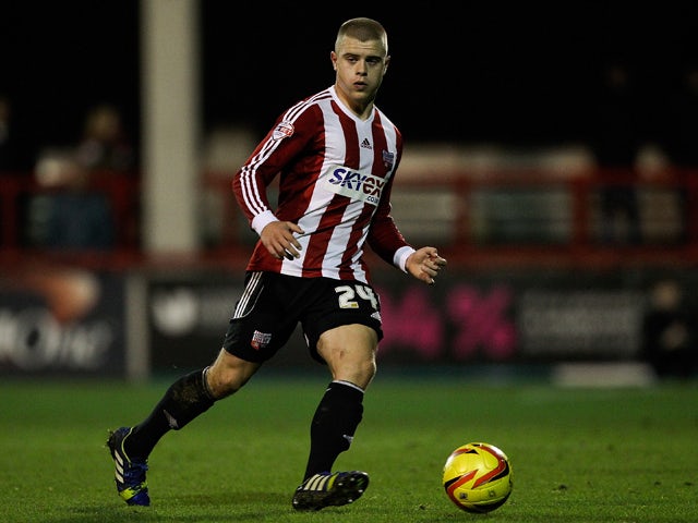Jake Bidwell of Brentford in action during the Sky Bet League One match between Brentford and Crewe Alexandra at Griffin Park on November 16, 2013