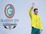 Gold medallist James Magnussen of Australia waves during the medal ceremony for the Men's 100m Freestyle Final at Tollcross International Swimming Centre during day four of the Glasgow 2014 Commonwealth Games on July 27, 2014