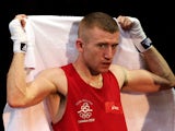 Paddy Barnes of Ireland looks on during his bout against Devendro Singh Laishram of India during the Men's Light Fly (49kg) Boxing quarterfinals on Day 12 of the London 2012 Olympic Games at ExCeL on August 8, 2012