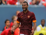 Ashley Cole #3 of AS Roma reacts during the second half of an International Champions Cup match against Manchester United at Sports Authority Field at Mile High on July 26, 2014