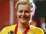 Australia's Stephanie Morton posing with her silver medal on July 24, 2014