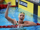 Taylor McKeown of Australia celebrates winning the gold medal after the Women's 200m Breaststroke Final at Tollcross International Swimming Centre during day three of the Glasgow 2014 Commonwealth Games on July 26, 2014