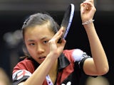 England's Tin-Tin Ho returns a shot against Egle Stuckyte of Lithuania during a match of the second division group F women's team groups at the 2014 World Team Table Tennis Championships in Tokyo on April 30, 2014