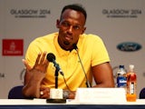Jamaica's Usain Bolt talks to the media in Glasgow on July 26, 2014