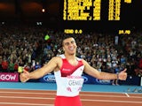 Thumbs up from Adam Gemili as he finishes second in the men's 100m on July 28, 2014