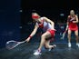 Alison Waters of England plays a forehand during the Women's Singles semi-final match between Alison Waters of England and Laura Massaro of England at Scotstoun Sports Campus during day four of the Glasgow 2014 Commonwealth Games on July 27, 2014