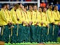 Australia players receive their medals after winning the bronze medal match in the rugby sevens at Ibrox Stadium during day four of the Glasgow 2014 Commonwealth Games on July 27, 2014