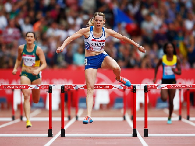 Eilidh Child of Scotland competes in the Women's 400 metres hurdles heats at Hampden Park during day six of the Glasgow 2014 Commonwealth Games on July 29, 2014