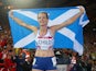 Eilidh Child of Scotland celebrates winning silver in the Women's 400 metres hurdles final at Hampden Park during day eight of the Glasgow 2014 Commonwealth Games on July 31, 2014