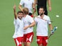 Adam Dixon of Engalnd celebrates after scoring a goal during the men's preliminaries match between New Zealand and England at the Glasgow National Hockey Centre during day six of the Glasgow 2014 Commonwealth Games on July 29, 2014
