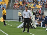 AC Milan's coach Filippo Inzaghi gives instructions to his players during a Champions Cup match against Manchester City at Heinz Field in Pittsburgh on July 27, 2014