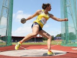 Jade Lally of Great Britain competes in the womens discuss during the IAAF Diamond League at Alexander Stadium on June 30, 2013