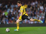 Aston Villa goalkeeper Jed Steer in action during the Capital One Cup second round match between Aston Villa and Rotherham at Villa Park on August 28, 2013